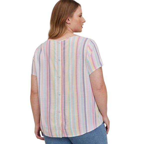 NWT Torrid Button Back Stripe Abbey Rayon Slub Top L / 12 - Picture 10 of 10